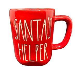 Rae Dunn SANTAS HELPER Mug Large Coffee Cup Ceramic Magenta LL Christmas Gift